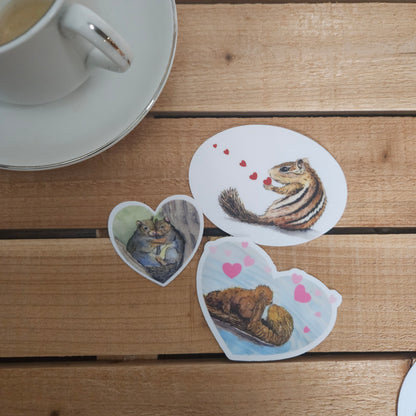 Squirrel love heart sticker