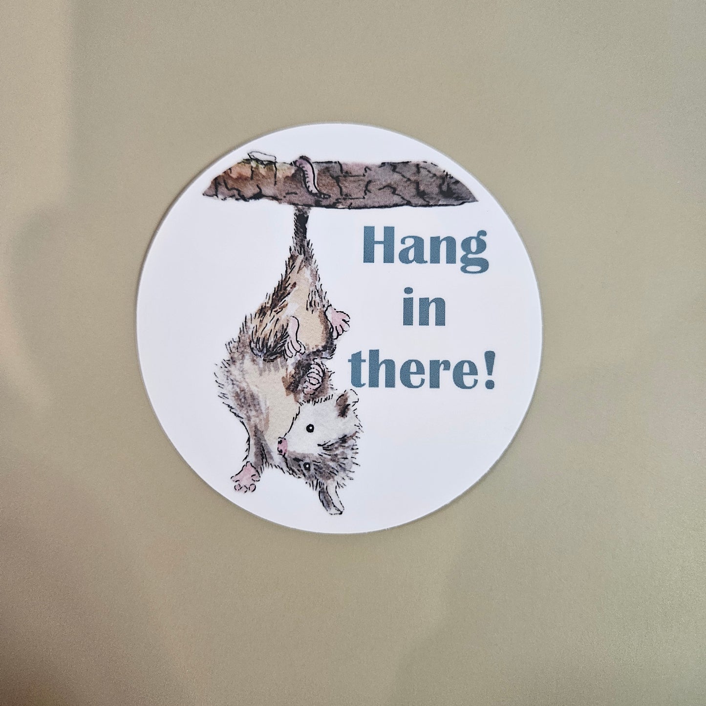 Hang In There Possum Sticker – 3x3 Inch Waterproof Vinyl Decal