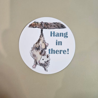 Hang In There Possum Sticker – 3x3 Inch Waterproof Vinyl Decal