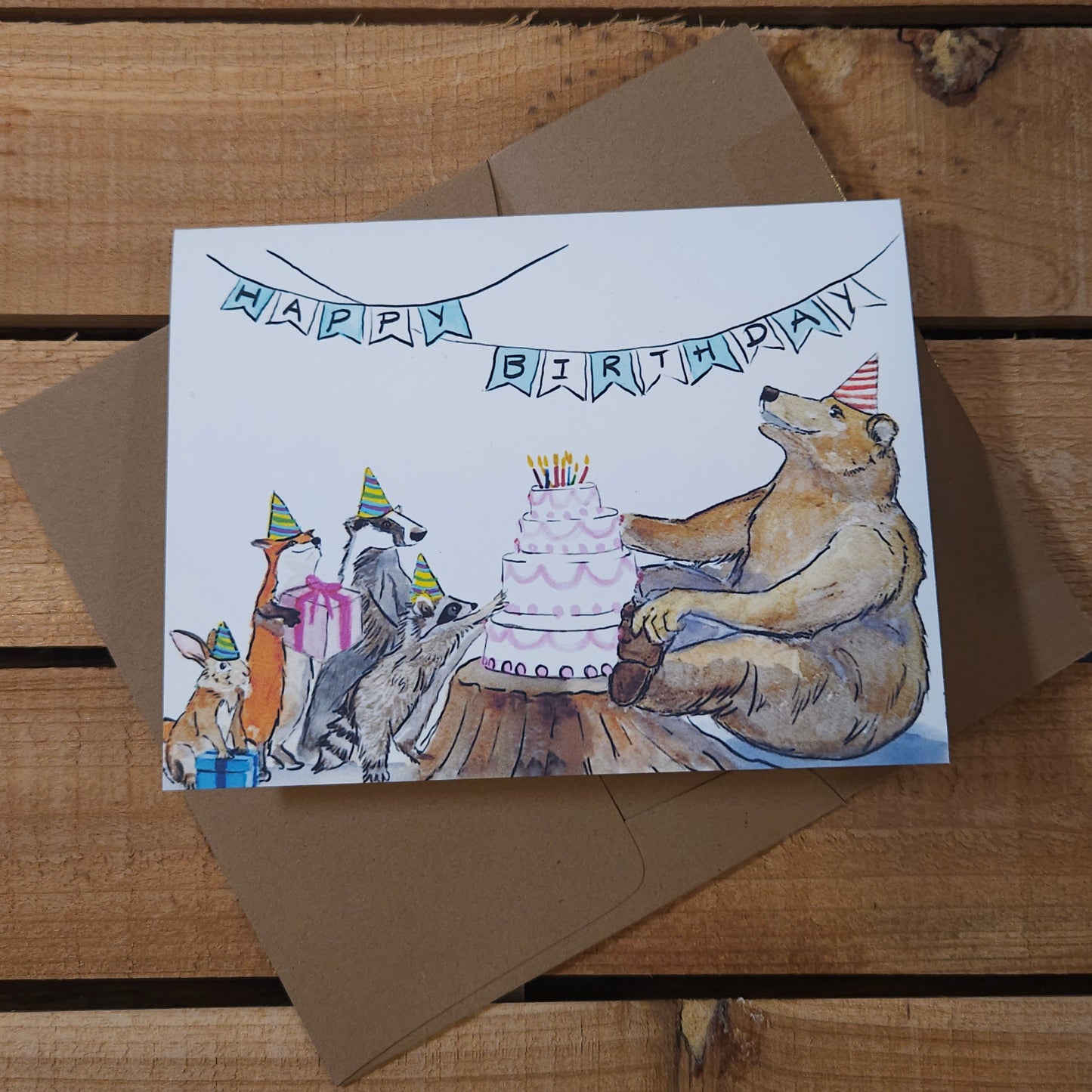 Beary Happy Birthday Card - Whimsical Woodland Birthday Wishes