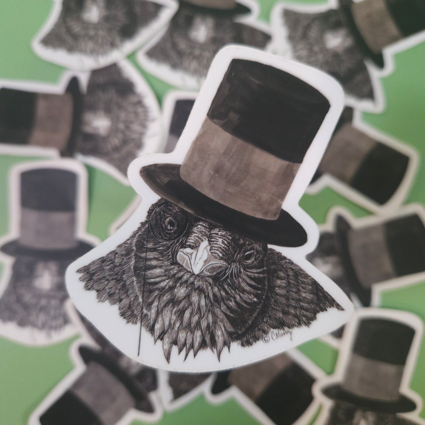 Raven in Top Hat Sticker – 3x3 Inch Waterproof Vinyl Decal