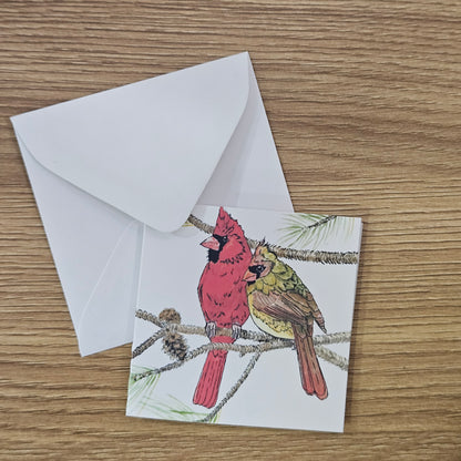 Cardinal Pair Mini Enclosure Card | 3x3 Gift Tag