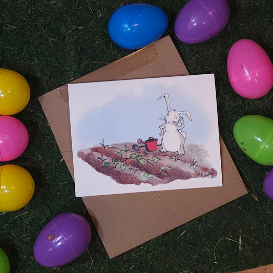 Sprout Garden Rabbit Greeting Card - Whimsical Woodland