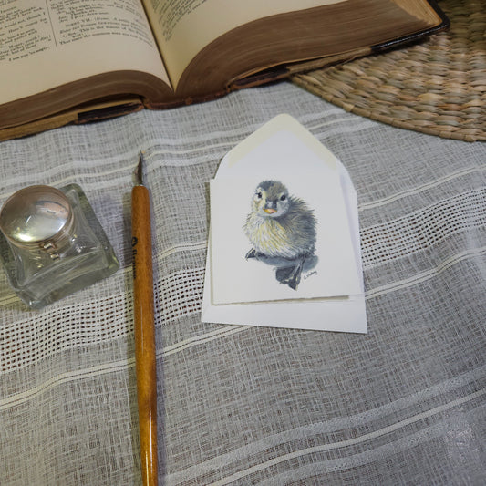 Duckling Mini Greeting Card – whimsical woodland animal gift, perfect for holidays and everyday use.