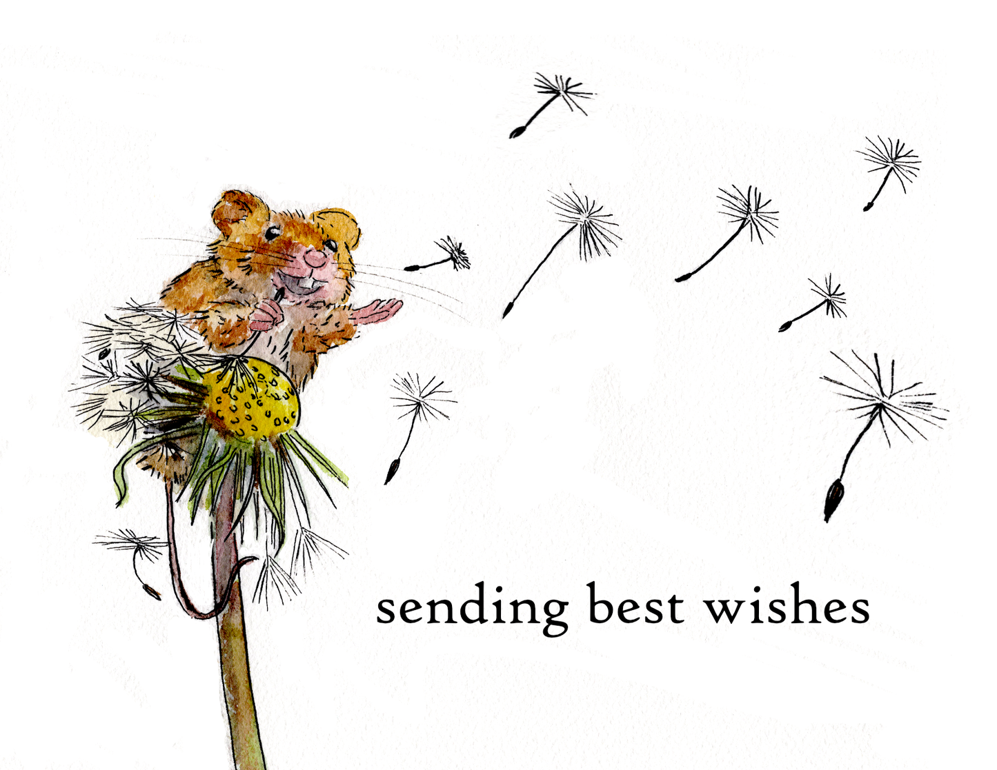 Sending Best Wishes Mouse and Dandelion Card