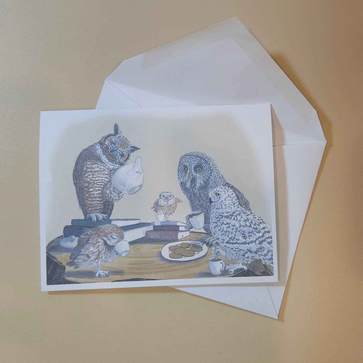 Tea Cozy Greeting Card – whimsical woodland animal gift, perfect for holidays and everyday use.