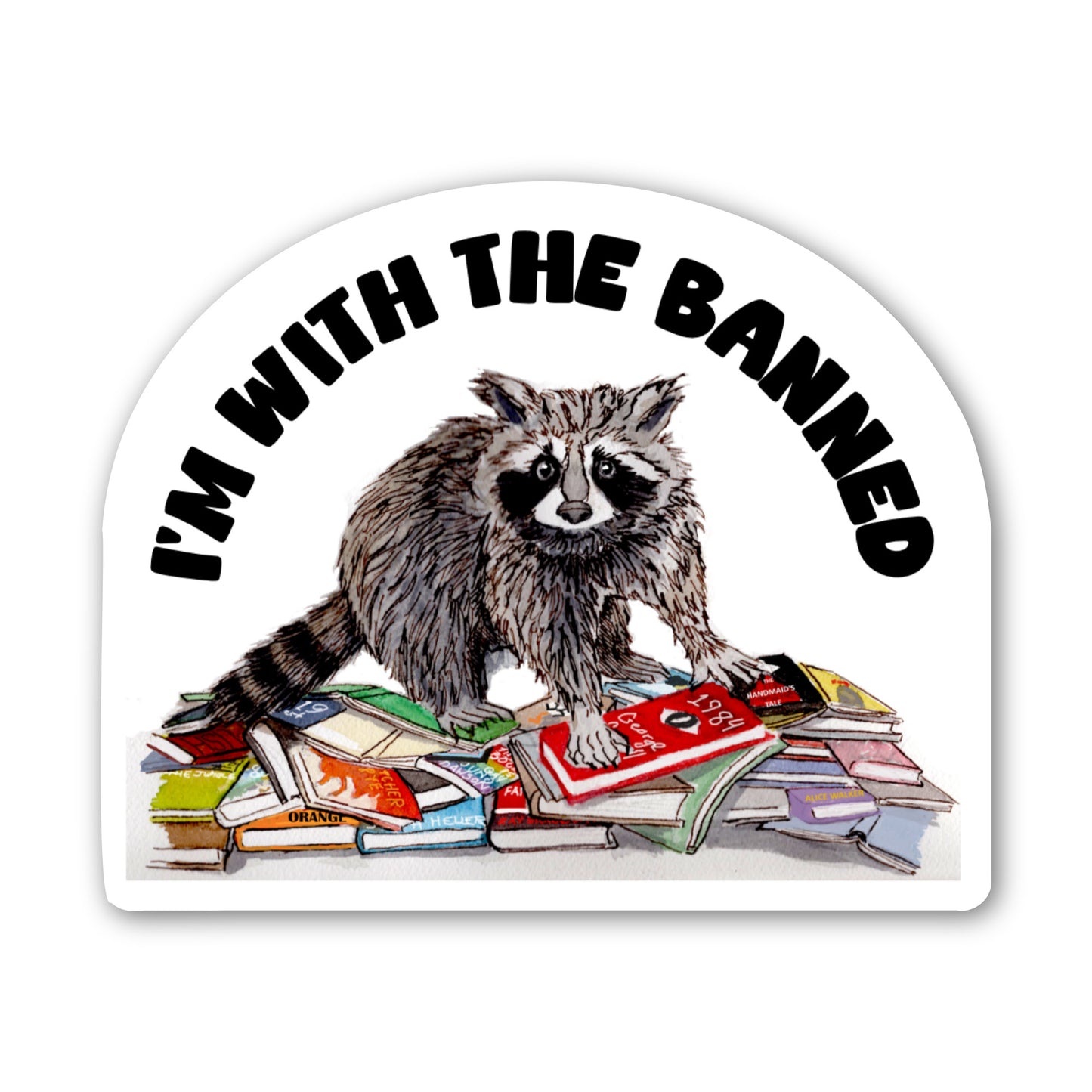Raccoon Banned Books Sticker - 3x3” waterproof vinyl decal