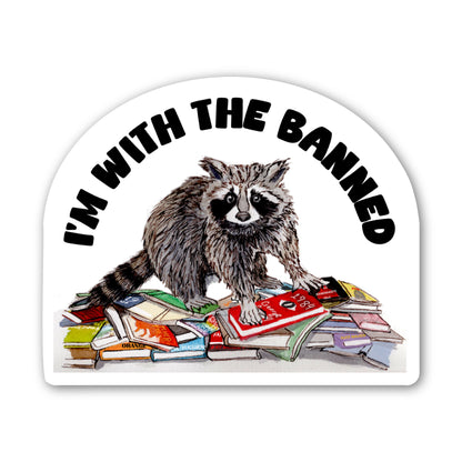 Raccoon Banned Books Sticker - 3x3” waterproof vinyl decal