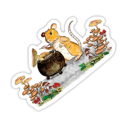 Mouse and Mushrooms Sticker - 3x3 waterproof vinyl decal