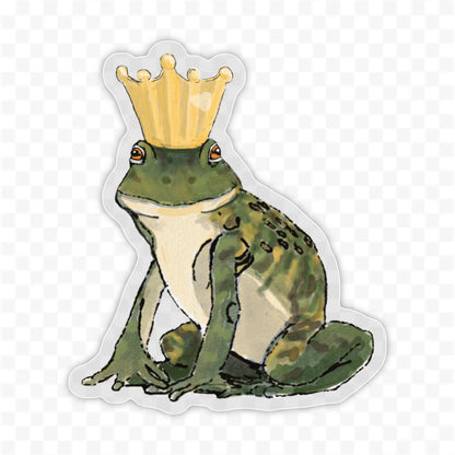 Frog Prince Transparent Sticker - 3x3” waterproof vinyl decal