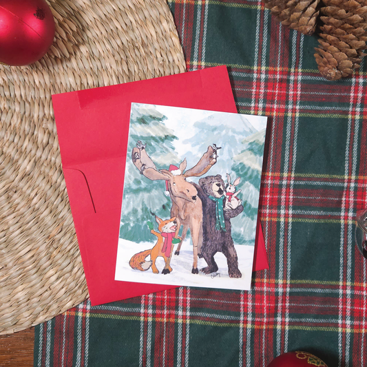 Woodland Carolers Card