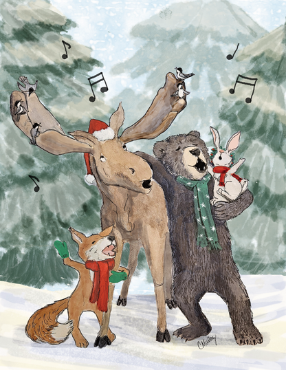 Woodland Carolers card boxed set